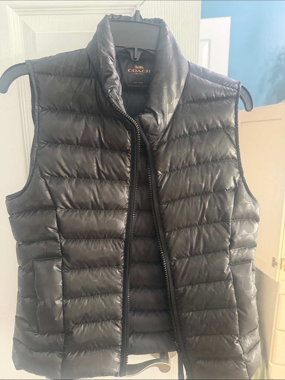 Coach Black Quilted Logo Puffer Vest women’s small